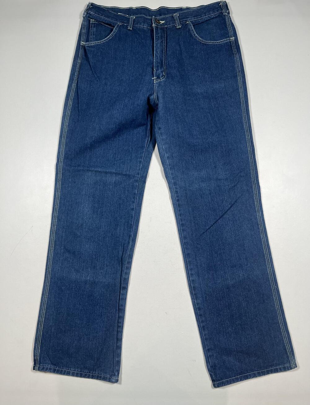 Vintage Graffiti Jeans Mens 38 Blue Straight Leg Embroidered Back Pockets 90s